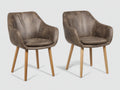 Sillas de comedor tapizadas efecto cuero 56 x 60 x 83 cm - marrón envejecido y madera natural - set de 2