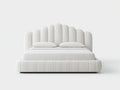 Camas dobles tapizadas en tela 200x160x95 cm - Blanco roto - cabecero acanalado moderno