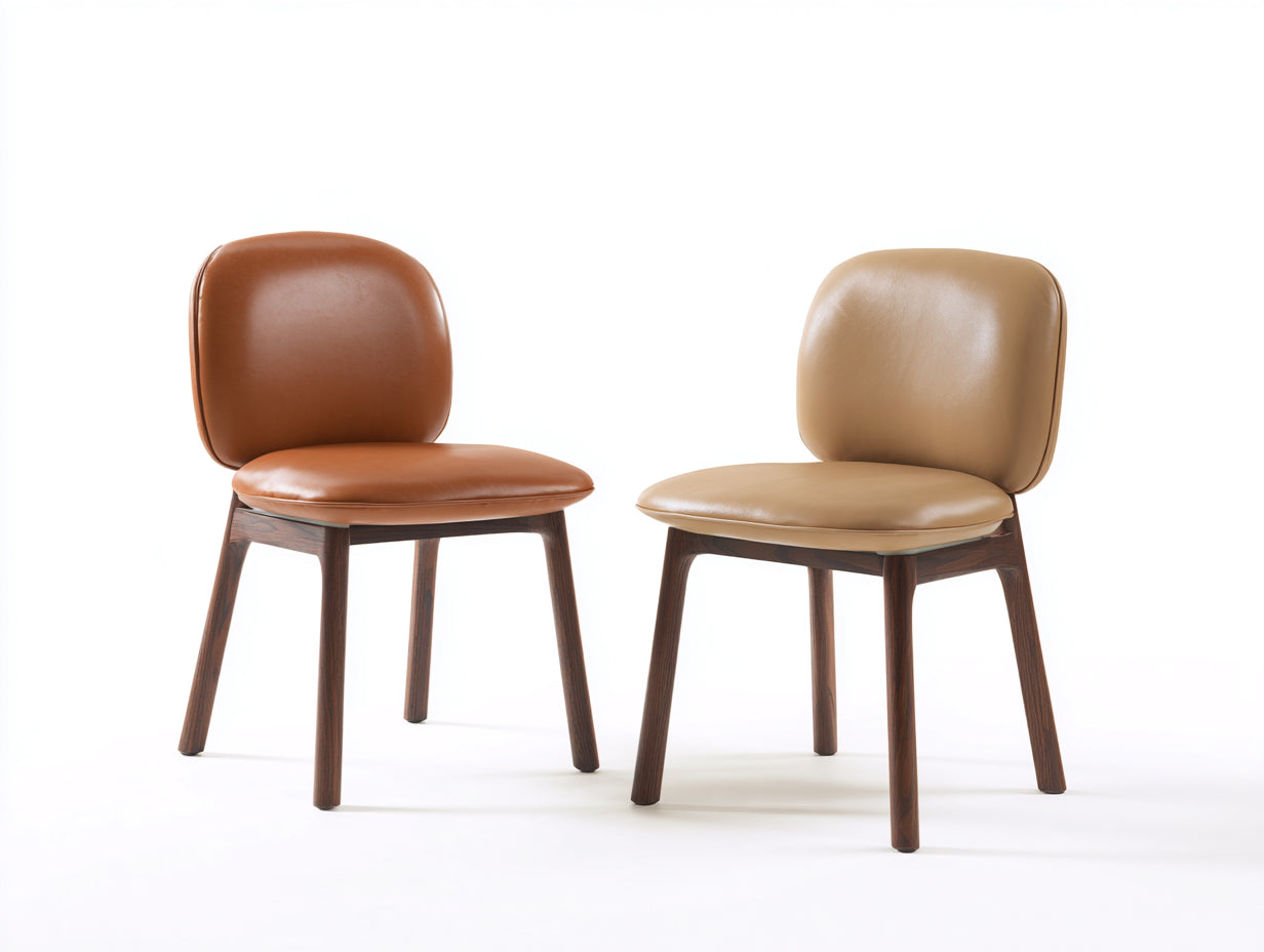 Sillas de comedor de 2 piezas tapizadas en piel sintética 50x56x82 cm marrón y beige para comedor estilo moderno