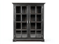 Vitrinas de madera y vidrio 120x42x145 cm - negro envejecido-transparente - 2 puertas acristaladas