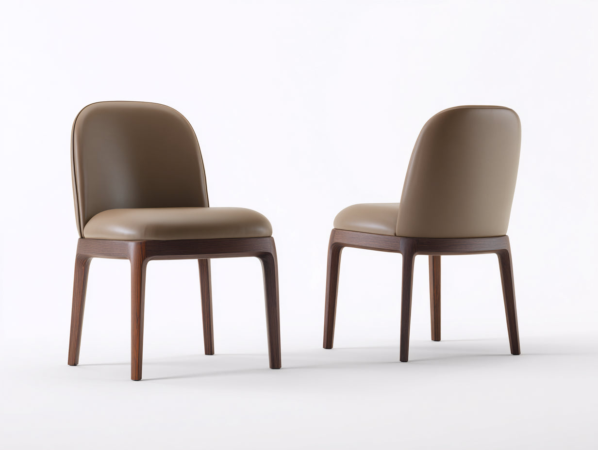 Sillas de comedor tapizadas en polipiel 52x57x82 cm - marrón topo-marrón oscuro - conjunto de 2