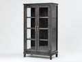 Vitrinas de madera con 2 puertas de vidrio 94x43x172 cm negro envejecido para salón diseño rústico