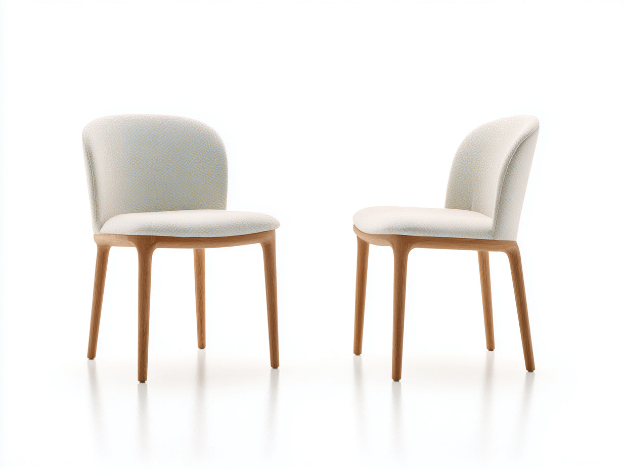 Sillas de comedor tapizadas en tejido 49 x 56 x 80 cm - beige y madera natural - set de 2
