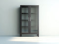 Vitrinas de madera con puertas de vidrio 80x40x180 cm - Gris oscuro y transparente - diseño moderno para salón