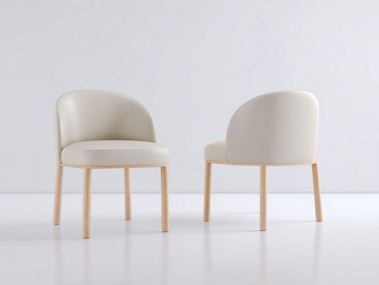 Sillas de comedor tapizadas con patas de madera 58x61x82 cm crema para comedor diseño moderno