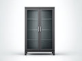 Vitrinas de madera manufacturada y vidrio 98x40x128 cm - gris oscuro-transparente - 2 puertas acristaladas