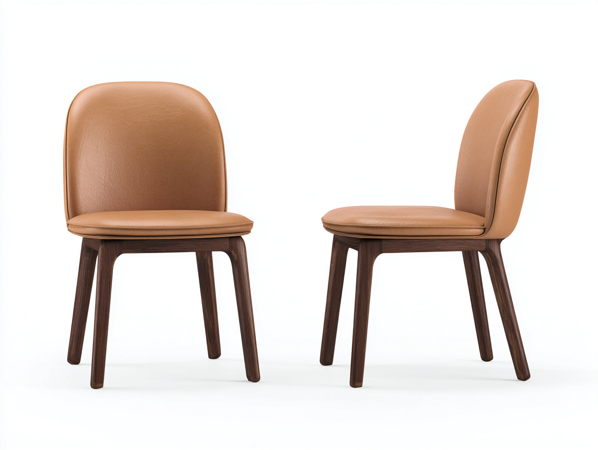 Sillas de comedor tapizadas en cuero sintético 52x58x84 cm marrón claro para comedor diseño moderno