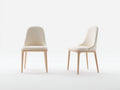 Sillas de comedor de 2 piezas tapizadas en tela 48x55x86 cm beige para comedor con patas de madera estilo nórdico