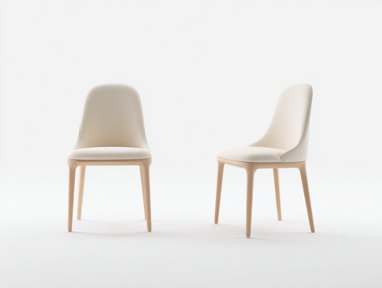 Sillas de comedor de 2 piezas tapizadas en tela 48x55x86 cm beige para comedor con patas de madera estilo nórdico