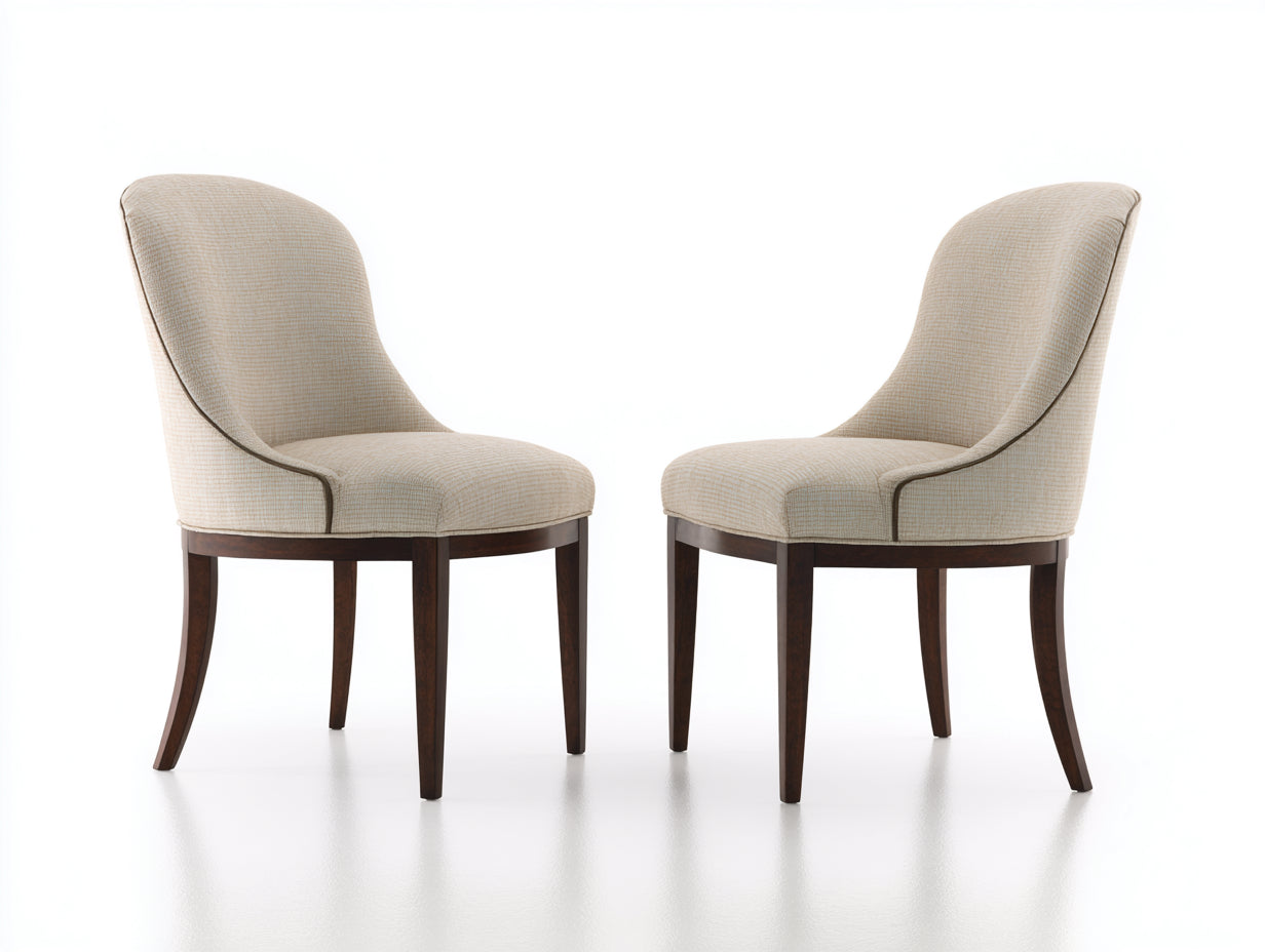 Sillas de comedor tapizadas en tela 54x58x86 cm - beige-madera oscura - conjunto de 2