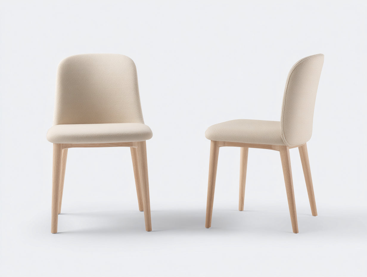 Sillas de comedor tapizadas en tejido texturizado 50x57x85 cm beige claro para comedor diseño moderno