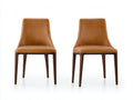 Sillas de comedor tapizadas en cuero sintético 50x52x84 cm - Marrón y madera oscura - diseño moderno para comedor
