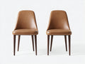 Sillas de comedor tapizadas en polipiel 50x56x84 cm - marrón caramelo-madera oscura - conjunto de 2