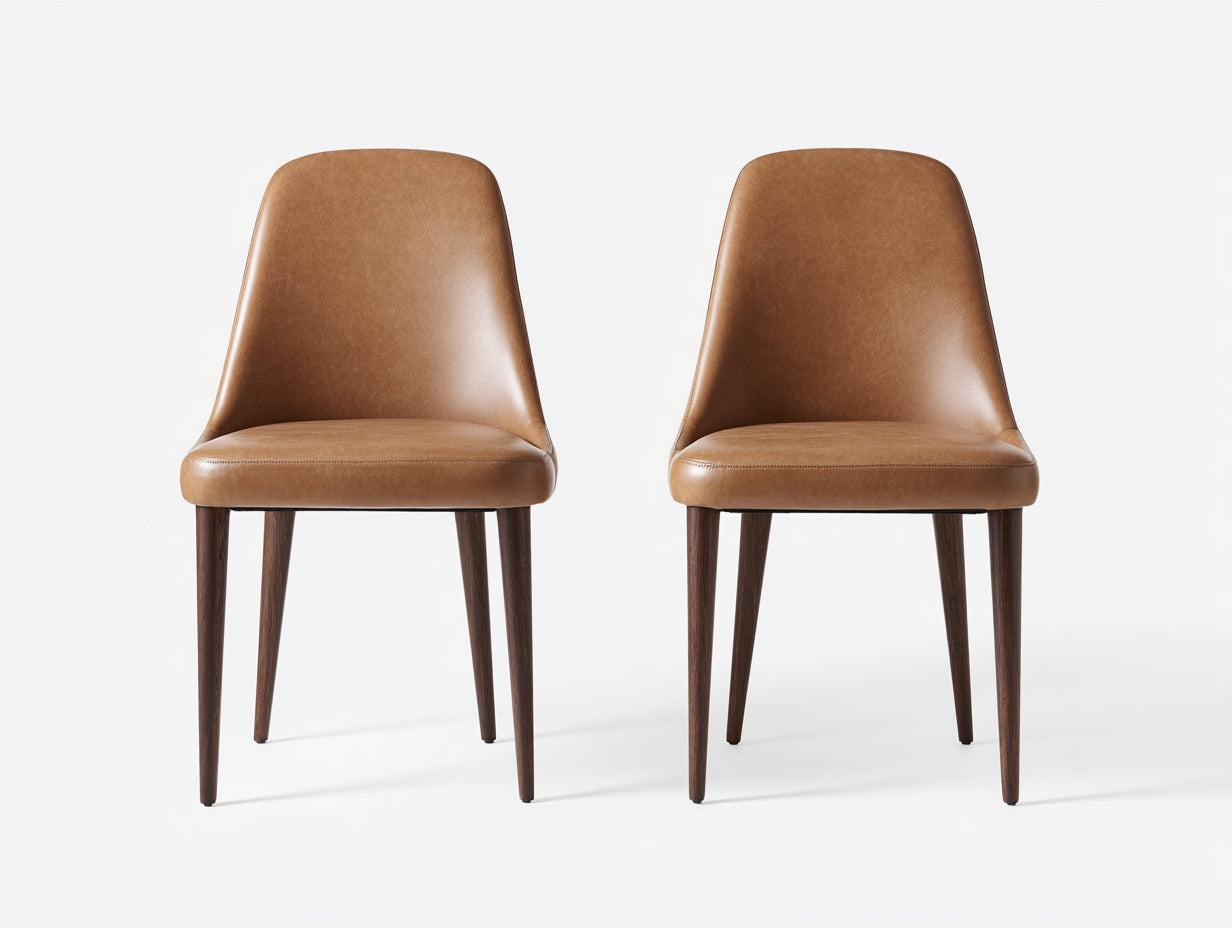 Sillas de comedor tapizadas en polipiel 50x56x84 cm - marrón caramelo-madera oscura - conjunto de 2