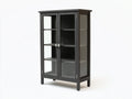 Vitrinas de madera y vidrio 85 x 40 x 160 cm - negro y metal plateado - diseño moderno con 2 puertas