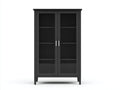 Vitrinas de madera MDF 85x40x170 cm negro para salón con 2 puertas de vidrio estilo moderno
