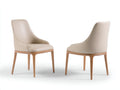 Sillas de comedor tapizadas en cuero sintético 58x56x82 cm - Beige y madera natural - diseño moderno con reposabrazos