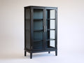 Vitrinas de madera con 2 puertas de vidrio 92x42x168 cm negro para salón diseño moderno