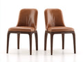 Sillas de comedor tapizadas efecto cuero 50 x 58 x 84 cm - camel y madera oscura - set de 2