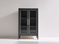 Vitrinas con 2 puertas de vidrio y 2 estantes 90x40x150 cm negro para salón diseño moderno