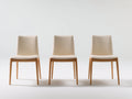 Sillas de comedor de 3 piezas tapizadas en tela 48x56x88 cm beige para comedor con patas de madera estilo moderno